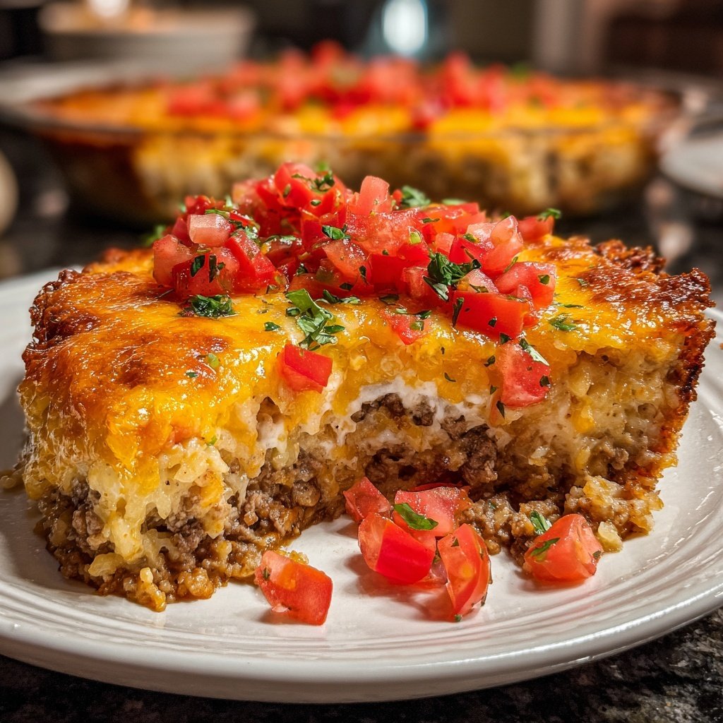 Ground Beef And Tomato Rice Bake