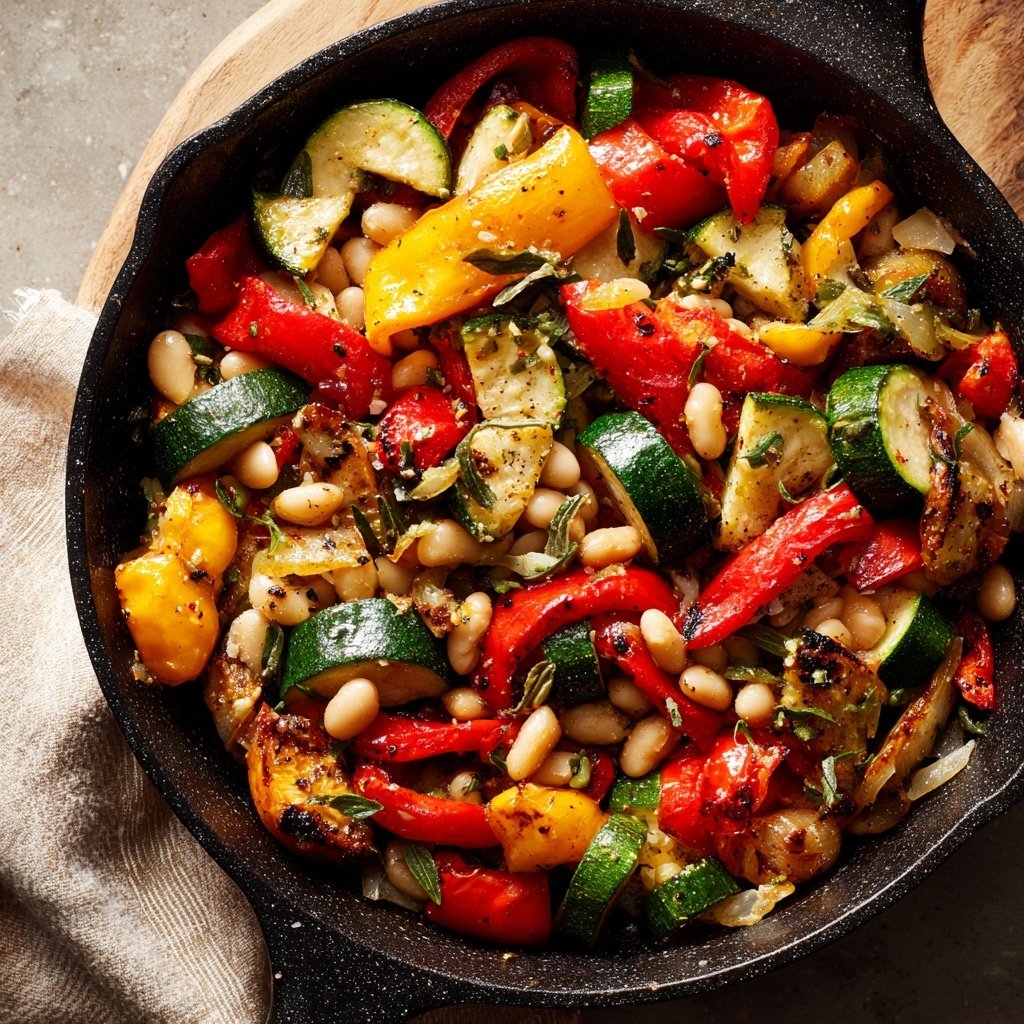 Roasted Veggie White Bean Skillet