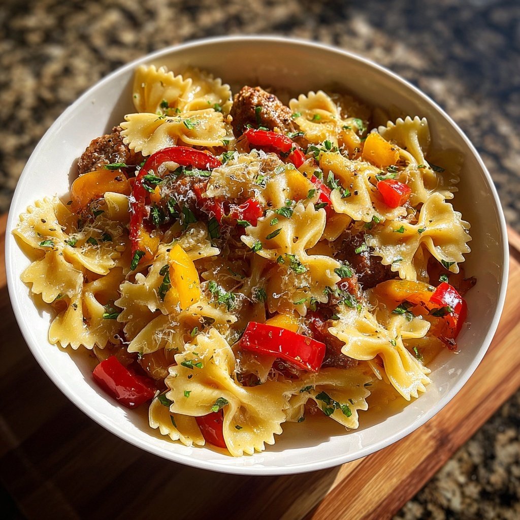 Bow Tie Pasta With Sausage And Peppers
