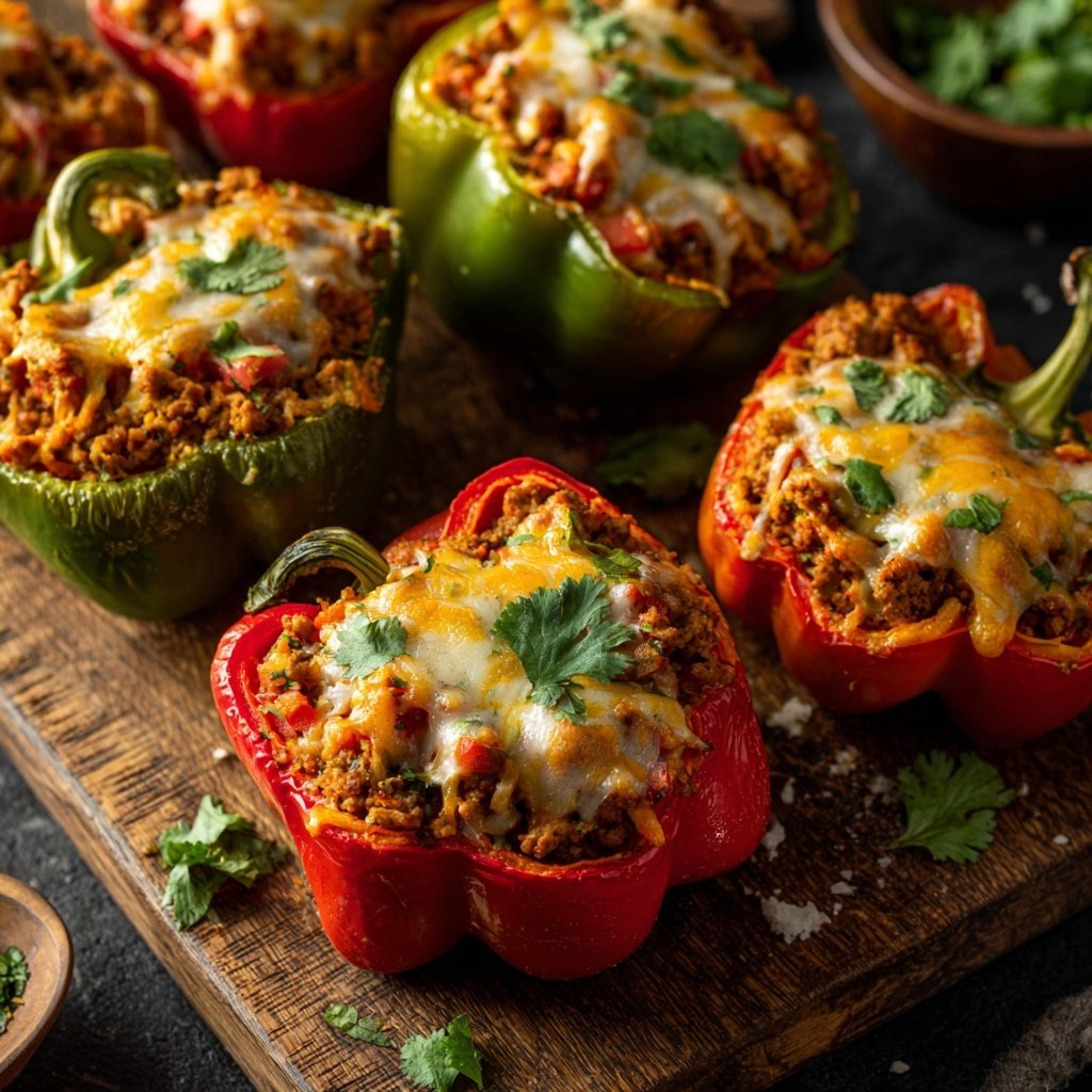 Ground Turkey Taco Stuffed Peppers