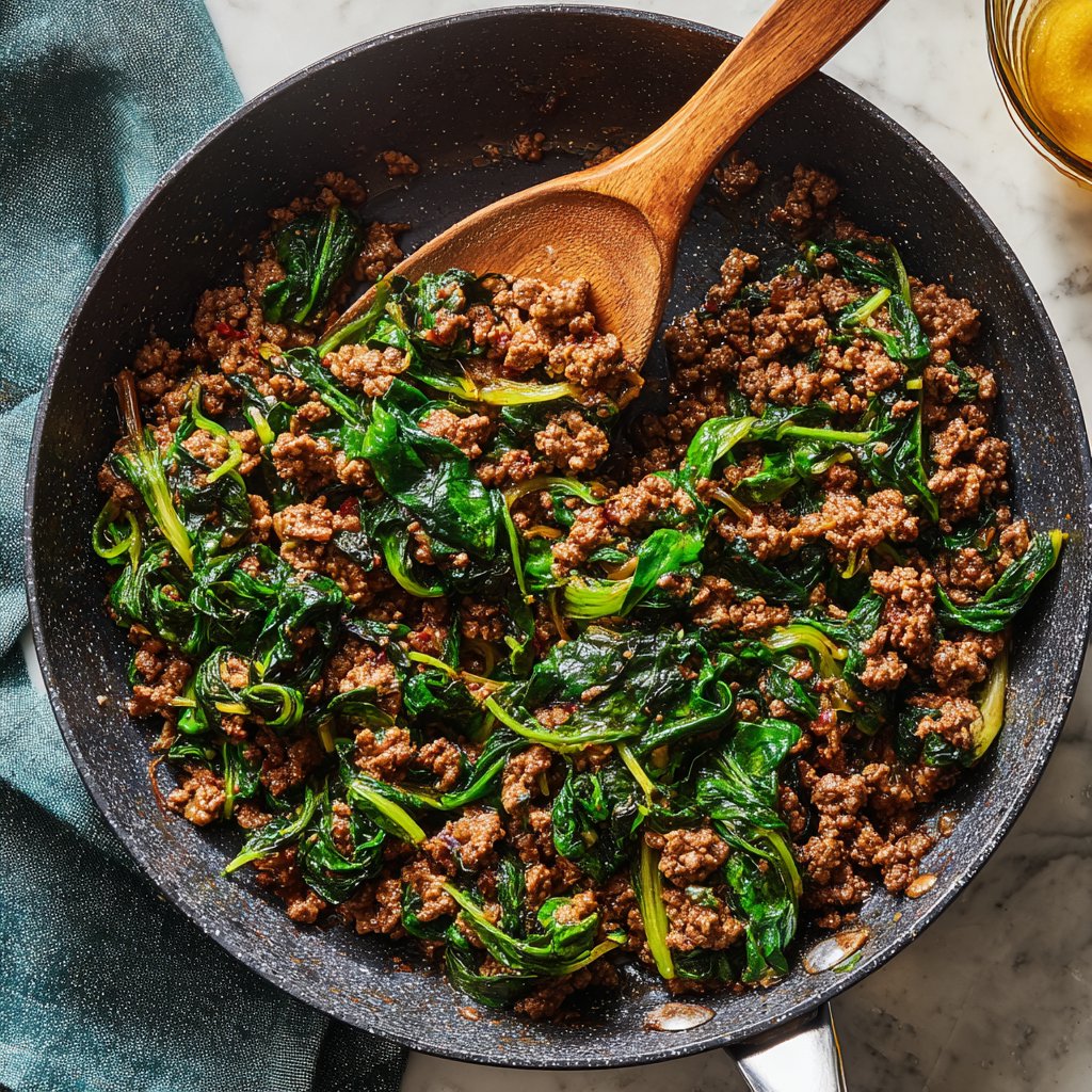 Ground Beef Skillet with Spinach