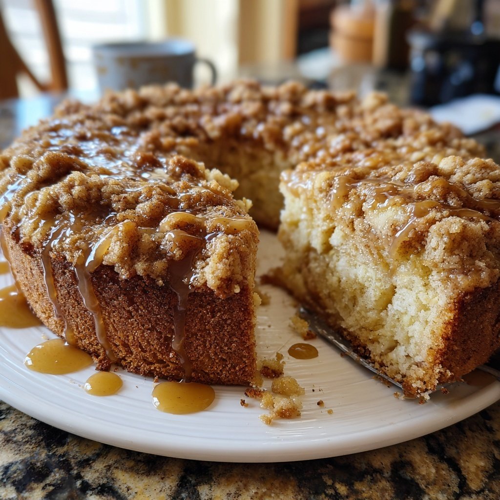 Apple Crumb Cake – Topped with Cinnamon Apple Drizzle