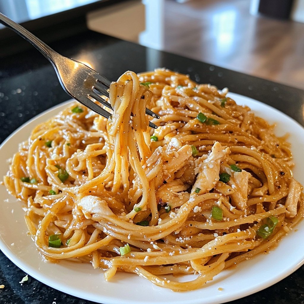 Sticky Garlic Chicken Noodles