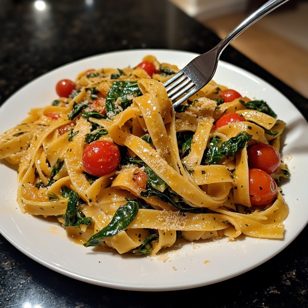 Delicious Spinach Tomato Pasta