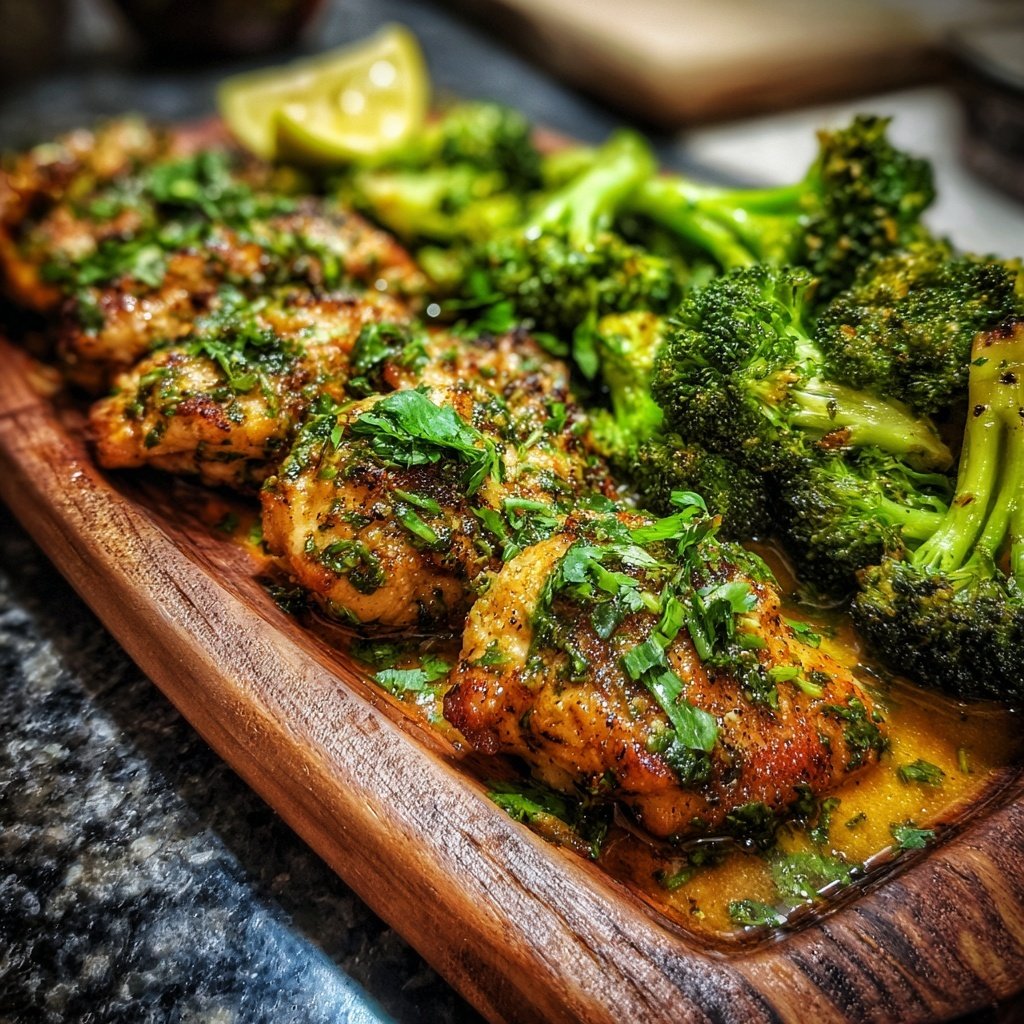 Healthy Garlic Lime Chicken With Roasted Broccoli